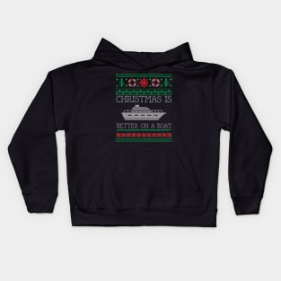 Boating Christmas Is Better On Pontoon Boat Ugly Christmas Sweater Kids Hoodie